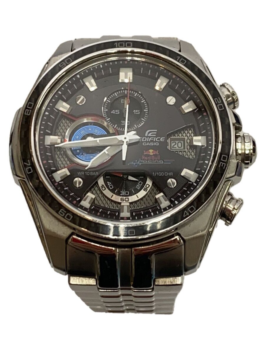 【中古】CASIO◆石英ウオッチ/アナログ/ステンレス鋼/BLK/SLV/SS/EF-565RBJ【服飾雑貨他】