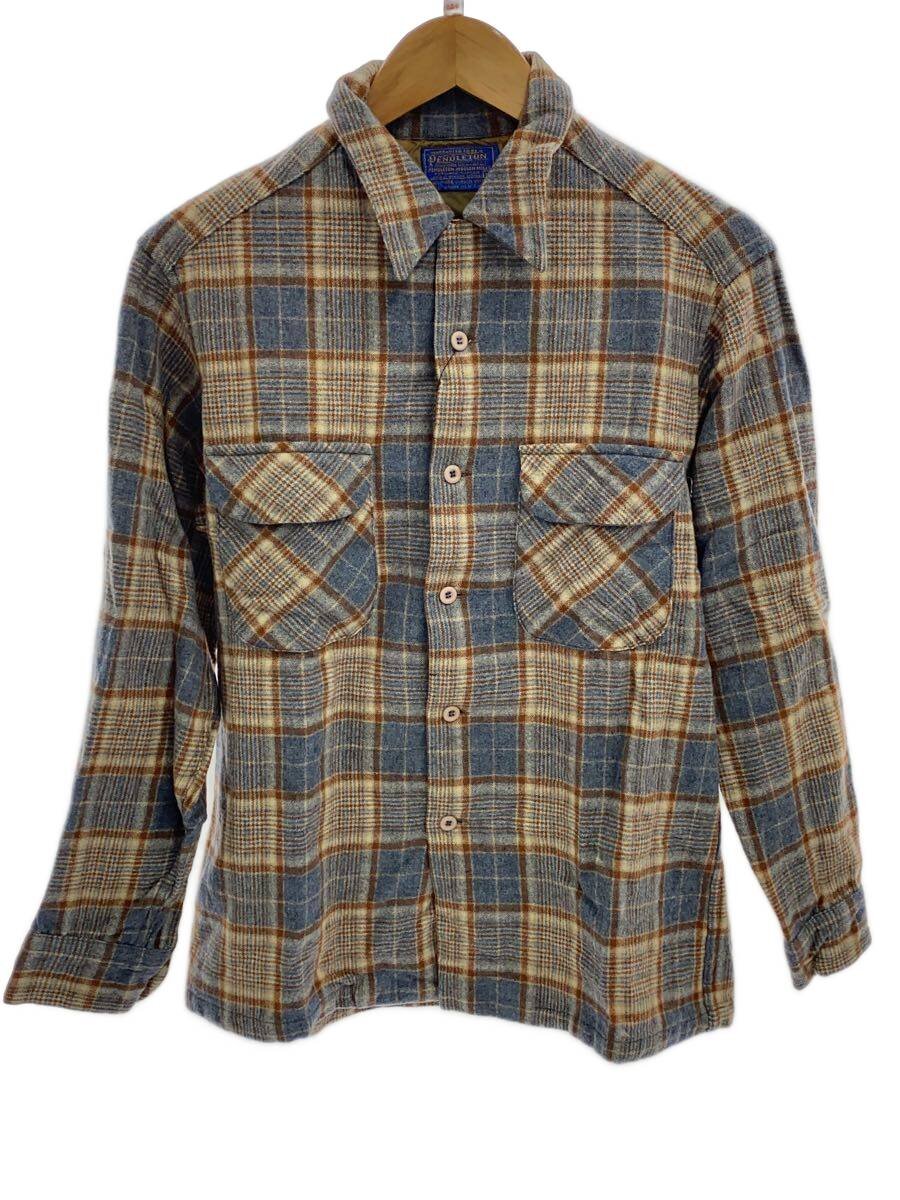 【中古】PENDLETON◆70s/長袖プルオーバー/M/羊毛/BLU/読み合わせる【メンズウェア】