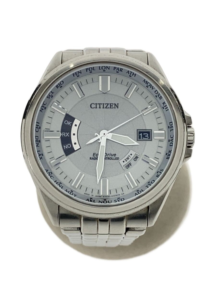 【中古】CITIZEN◆ソーラーウオッチ/アナログ/ステンレス鋼/WHT/SLV/SS/H145-S073545【服飾雑貨他】