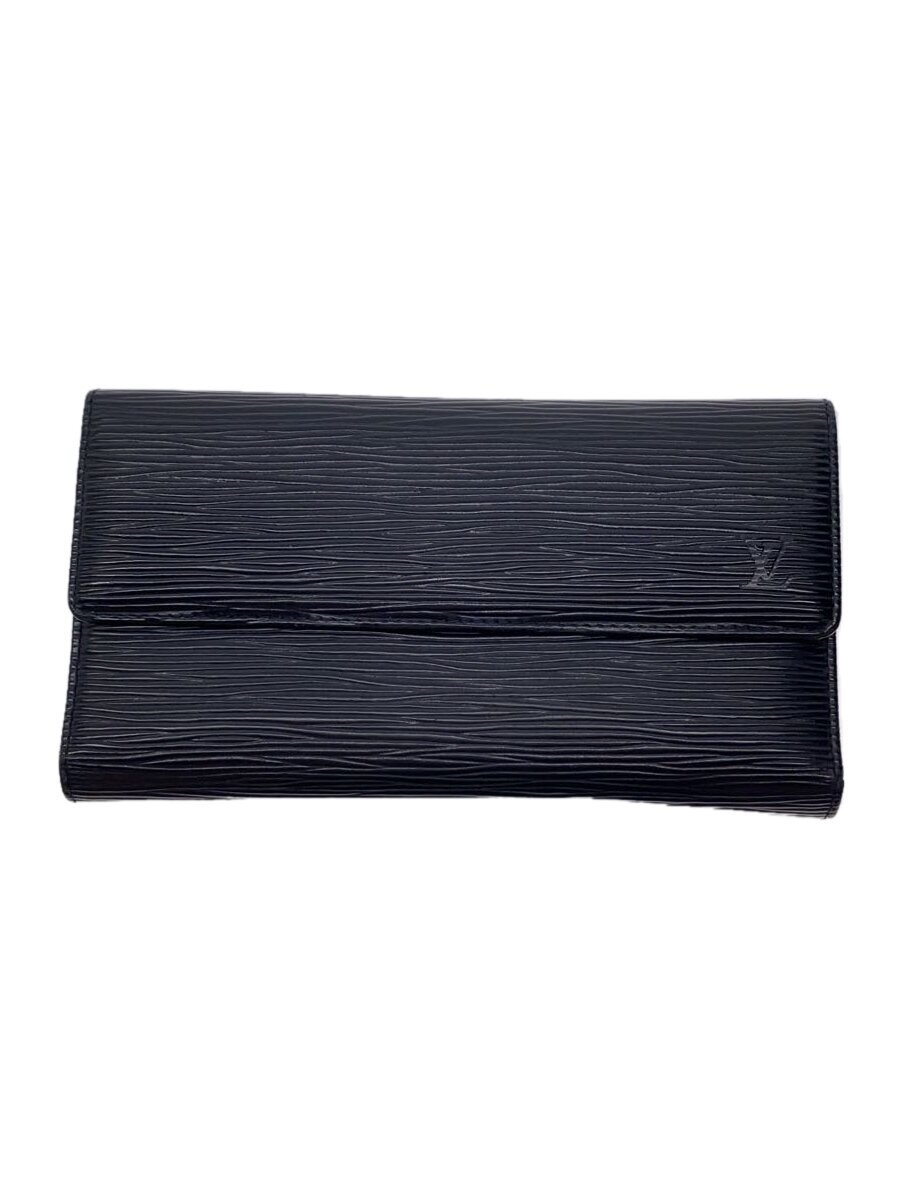 【中古】LOUIS VUITTON◆ポルト・トレゾール・インターナショナル_エピ_BLK/レザー/BLK/メンズ【服飾雑貨他】