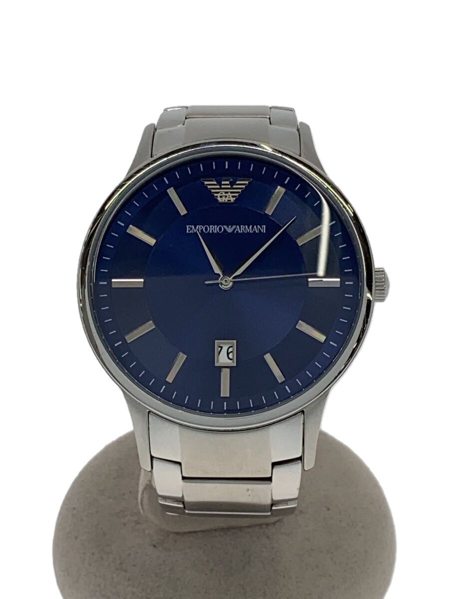 EMPORIO ARMANI QUARTZ WATCH ANALOG STAINLESS STEEL NVY SLV AR-11180 2-16FF5  VERY