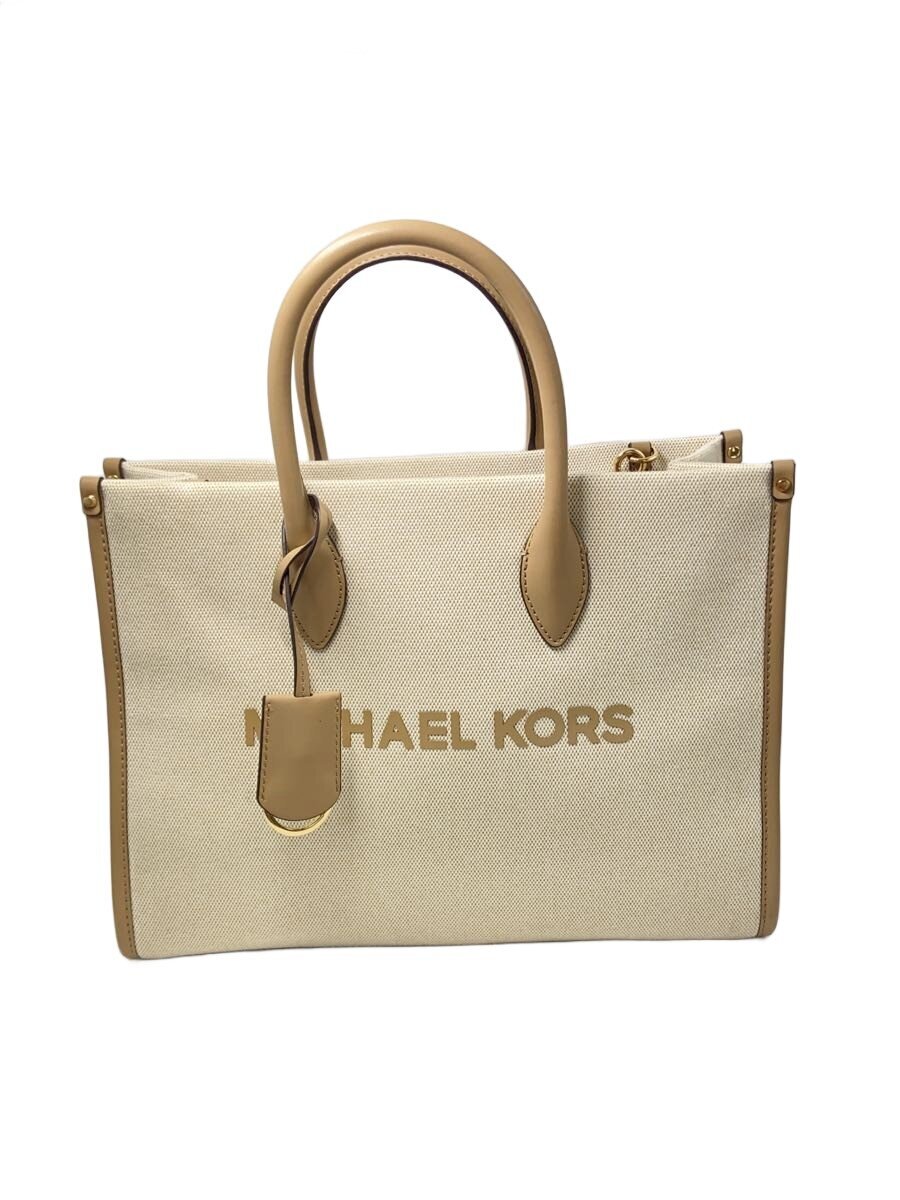 【中古】MICHAEL KORS◆MIRELLA EW/ミレラ/2WAY/トート/御徒面子/帆布/BEG/35S2G7ZT2C【御徒面子】
