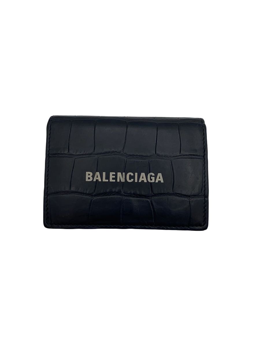 【中古】BALENCIAGA◆3つ折り銭入れ/なめし革/BLK/メンズ/594312・1000・0・527545【服飾雑貨他】