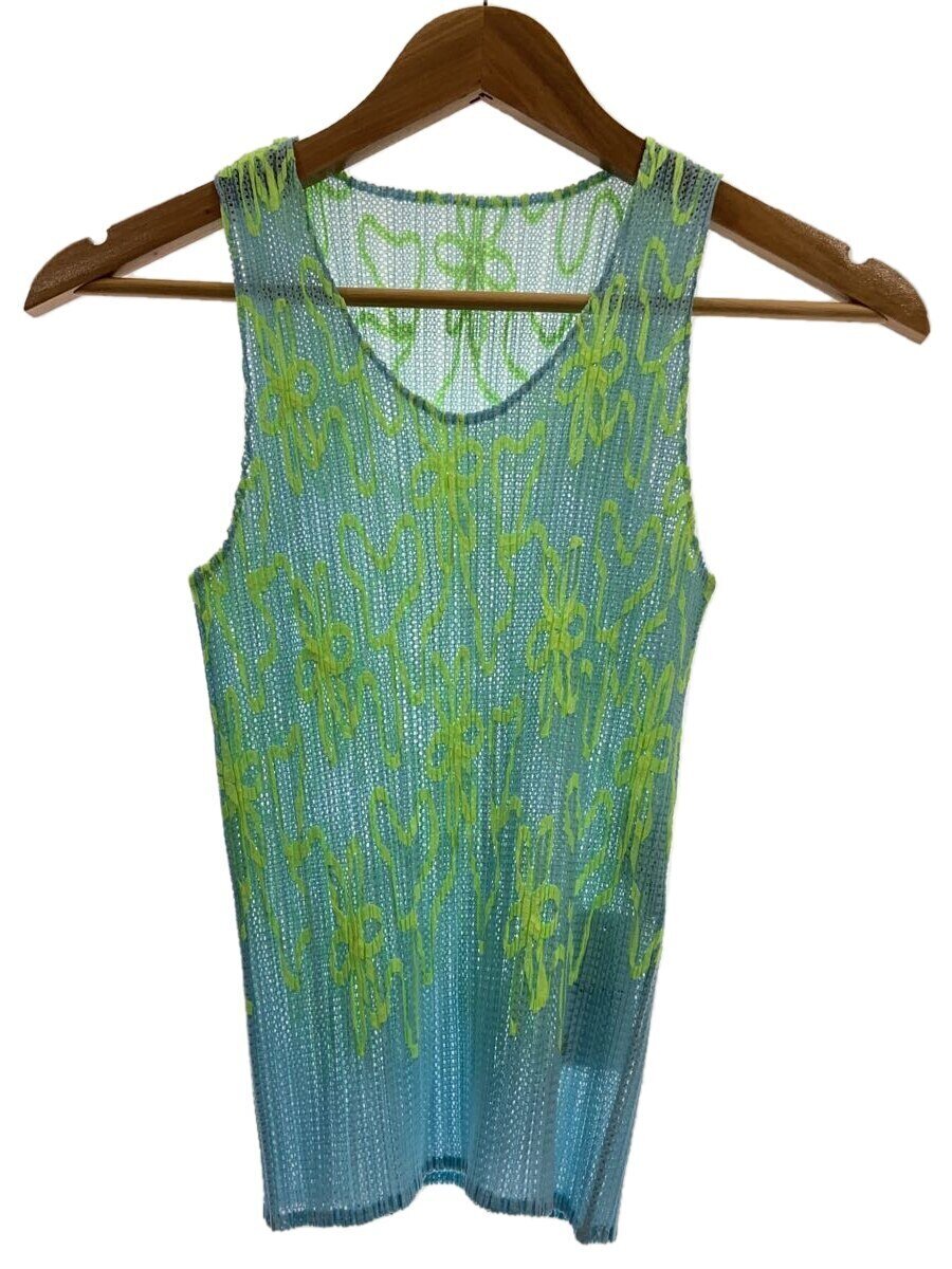 【中古】PLEATS PLEASE ISSEY MIYAKE◆半袖カットソー/3/ポリエステル/BLU/総柄/PP06-JK301//【レディース御召しもの】