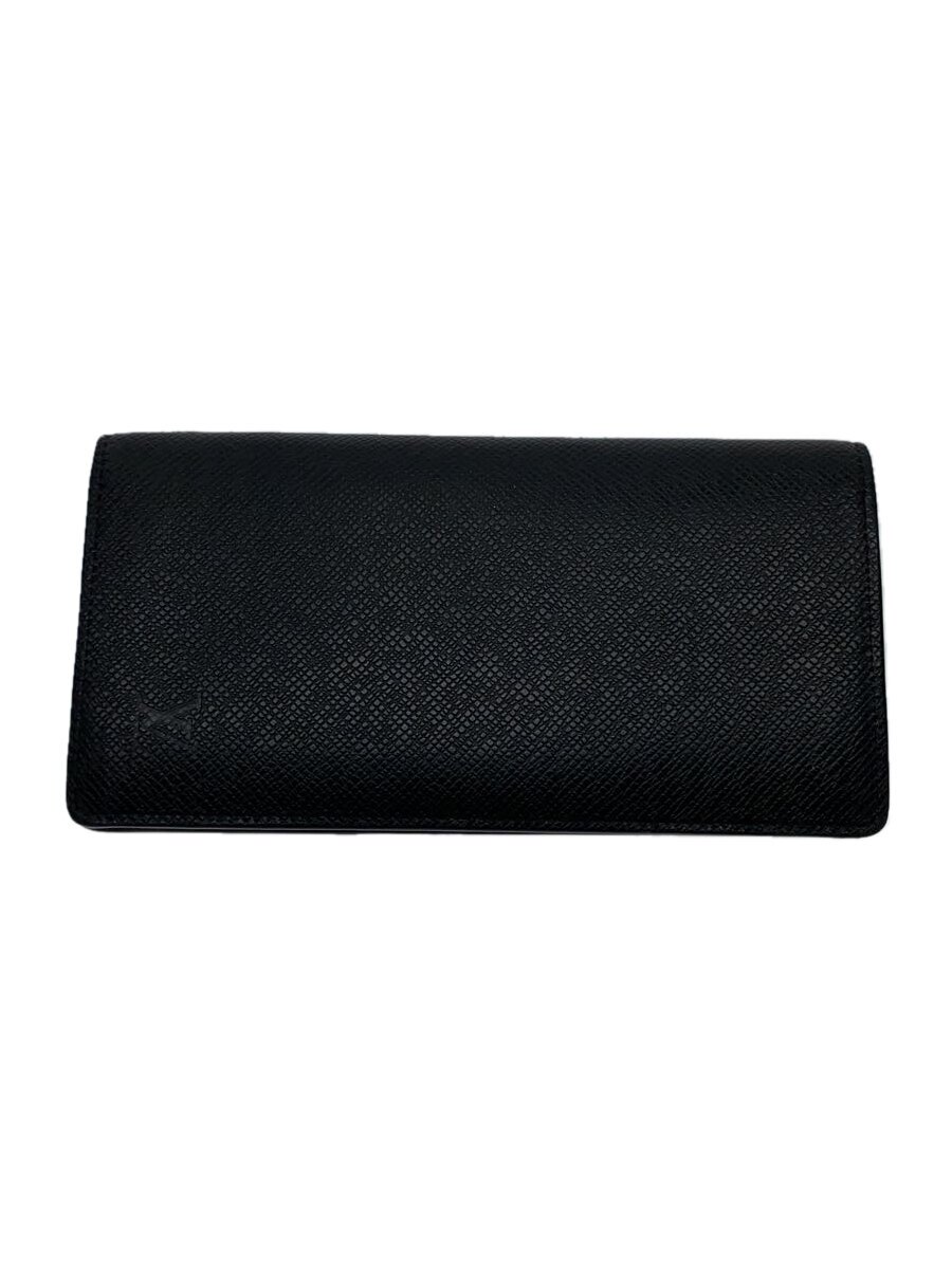 【中古】LOUIS VUITTON◆ポルト・フォイユ・ブラザ_タイガ_BLK/牛革/BLK/メンズ【服飾雑貨他】