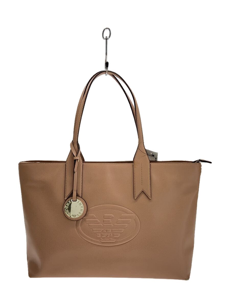 【中古】EMPORIO ARMANI◆トートバッグ/なめし革/BEG/無地【御徒面子】