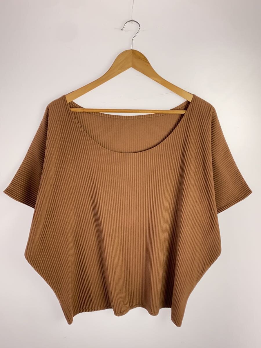 【中古】PLEATS PLEASE ISSEY MIYAKE◆半袖カットソー/3/ポリエステル/BRW/ホツレ/PP23-FK281//【レディース御召しもの】