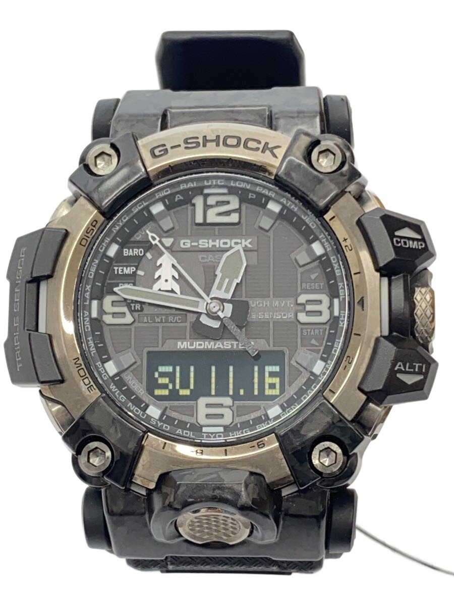【中古】CASIO◆ソーラーウオッチ_G-SHOCK/デジアナ/天然ゴム/GRY/BLK【服飾雑貨他】