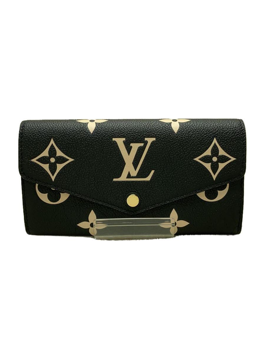 【中古】LOUIS VUITTON◆ポルト・フォイユ・サラ_モノグラム・アン工業プラント/M80496/長金入れ/なめし革/BLK【服飾雑貨他】