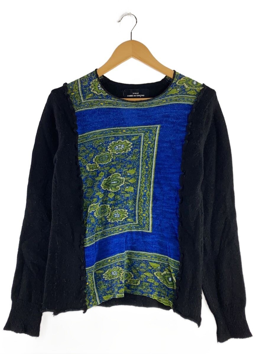 【中古】tricot COMME des GARCONS◆AD2003/天竺柄/ニット・セーター(厚手)/ウール/BLK/総柄/TK-N013/毛玉有【レディースウェア】|2nd STREET 店