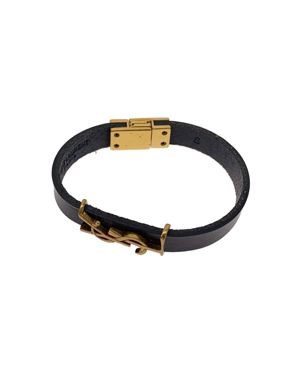 【中古】SAINT LAURENT◆腕輪/なめし革/BLK/レディース【服飾雑貨他】