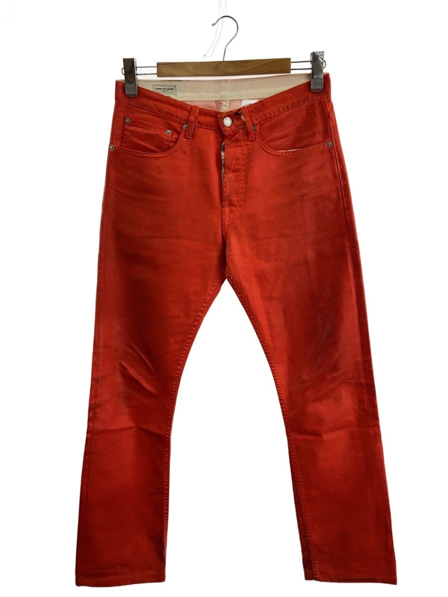【中古】DRIES VAN NOTEN◆Archive/90s～00s/ペンキコーティングホワイトデニムパンツ/SIZE:29/綿織物/オレンジ色【メンズウェア】