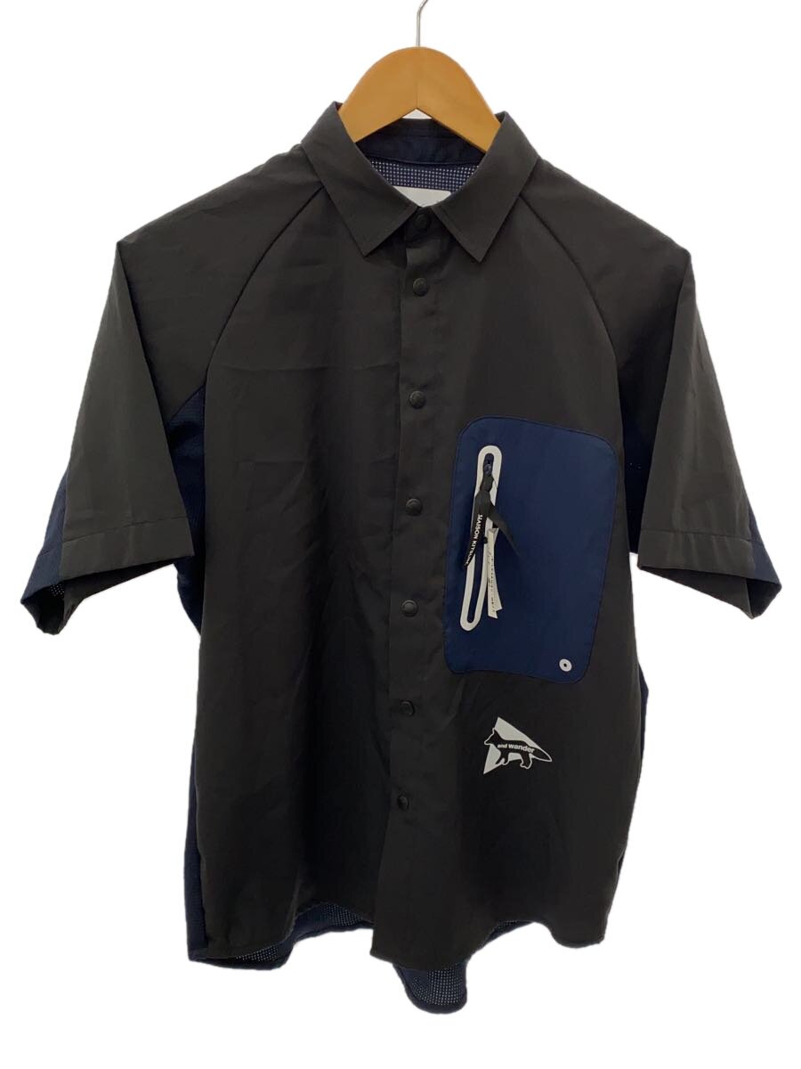 【中古】MAISON KITSUNE◆半袖プルオーバー/2/ポリエステル/BLK/574-3153902/HIKING SHIRT/【メンズウェア】
