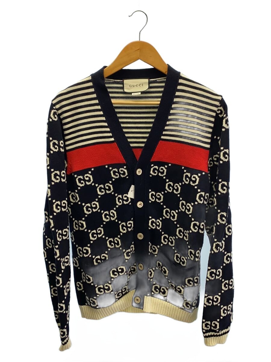 【中古】GUCCI◆ジレー(朦朦たる)/S/綿織物/NVY/総柄/523048-X9107【メンズウェア】