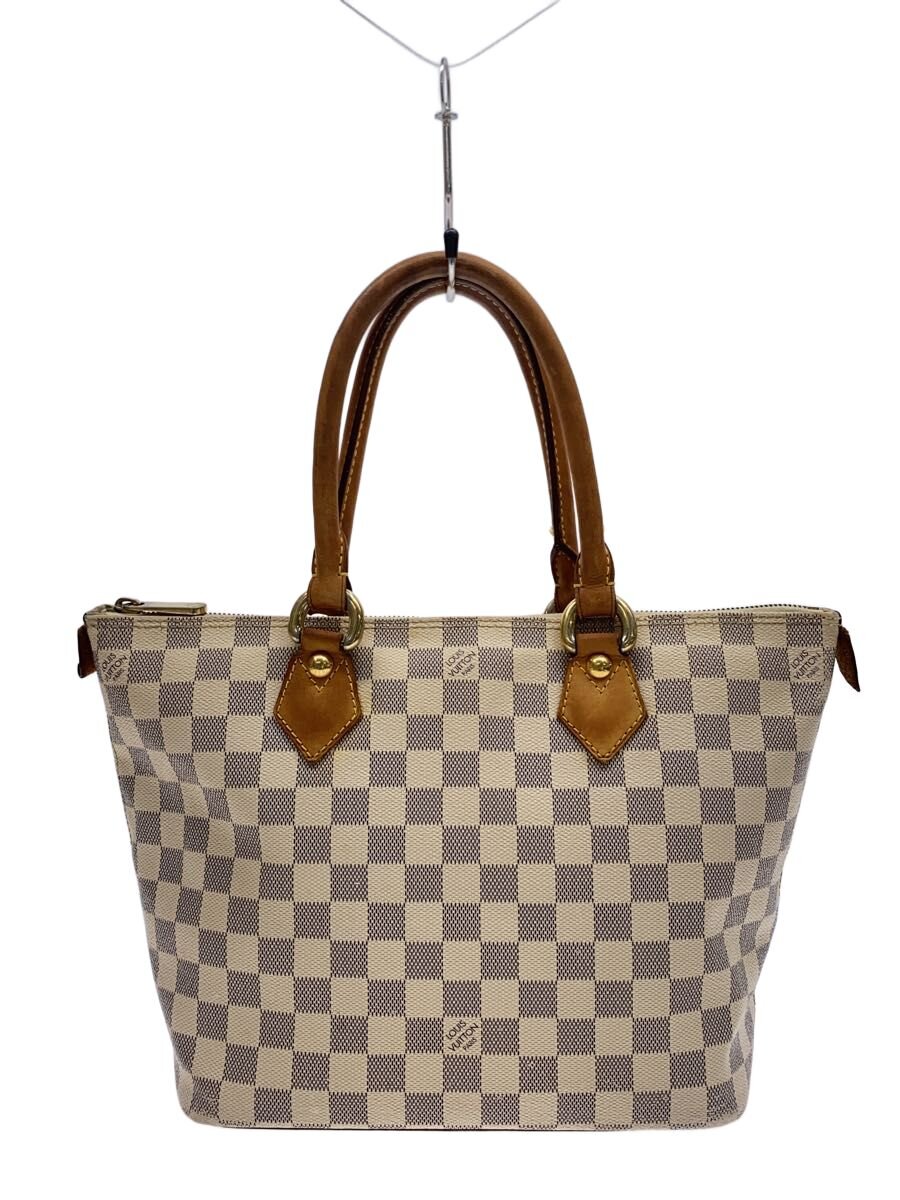 【中古】LOUIS VUITTON◆サレヤPM_ダミエ・アズール/PVC/WHT/メッキ剥げ等物質の状態思いめぐらす//【御徒面子】