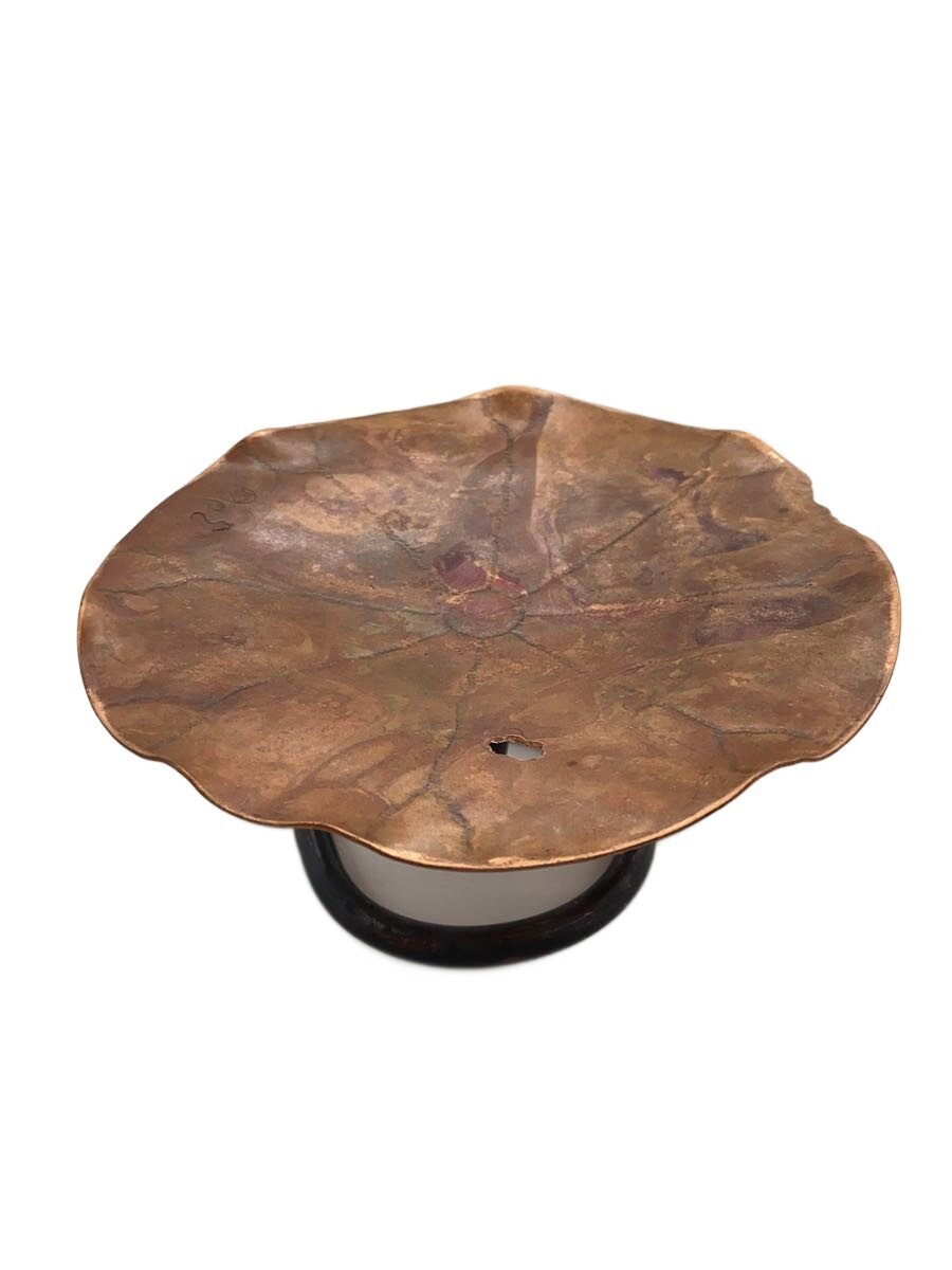 【中古】玉川堂◆高原付き添い人/虫生かし/荷葉皿/蓮の葉/お菓子器/銅【勝手もと属具】 食器・カトラリー・グラス-その他