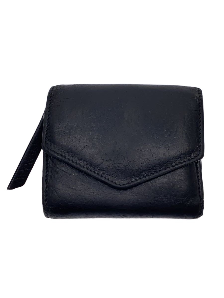 【中古】Maison Margiela◆3つ折り金入れ/なめし革/BLK/無地/メンズ//【服飾雑貨他】