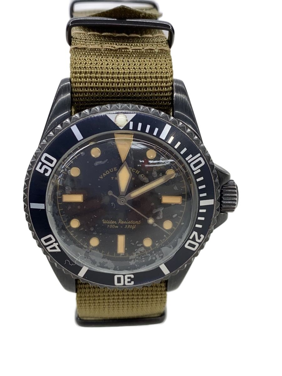 【中古】VAGUE WATCH CO.◆石英ウオッチ/アナログ/ナイロン/BLK/KHK/BLKSUB【服飾雑貨他】