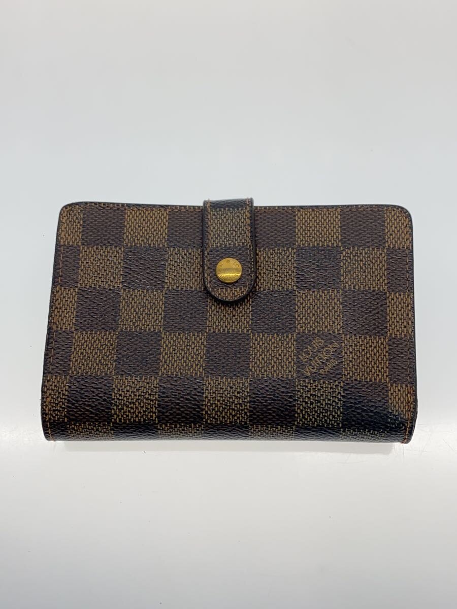 【中古】LOUIS VUITTON◆ポルト・モネ・ビエ・ヴィエノワ_ダミエ・エベヌ_BRW/PVC/BRW/レディース//【服飾雑貨他】