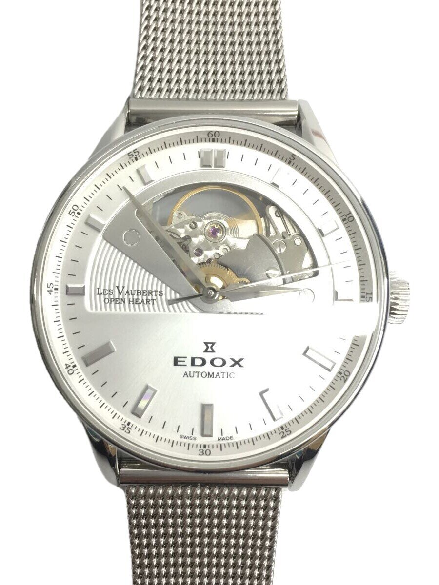 【中古】EDOX◆LES VAUBERTS OPEN HEART/自動小銃巻ウオッチ/アナログ/SLV/SLV//【服飾雑貨他】