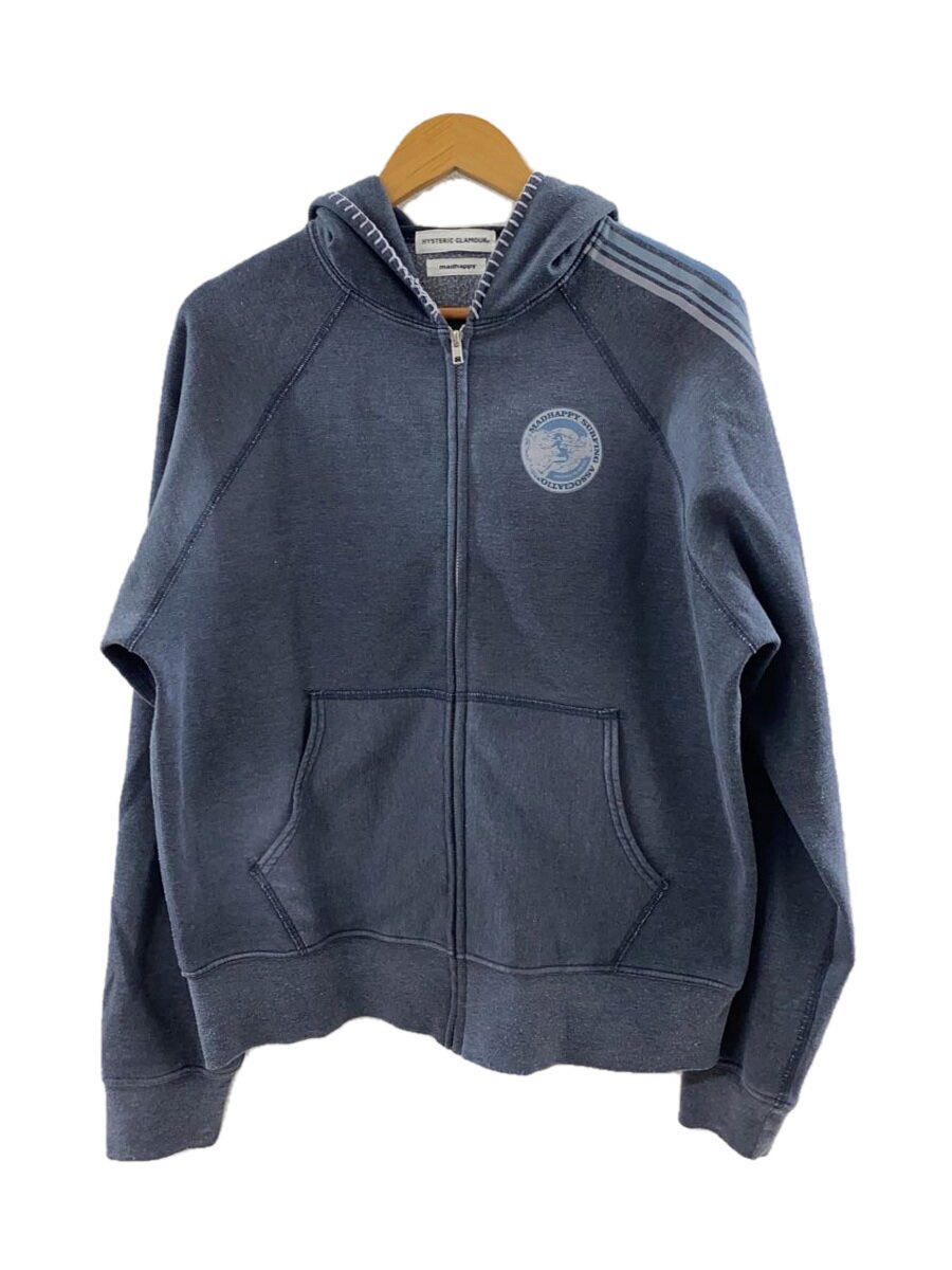 【中古】HYSTERIC GLAMOUR◆Lightweight Fleece Zip Up/ジップパーカー/M/綿織物/GRY/無地【レディース御召しもの】