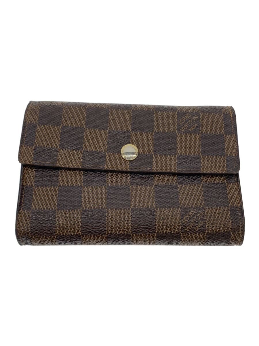 【中古】LOUIS VUITTON◆ポルト・フォイユ・アレクサンドラ_ダミエ・エベヌ/PVC/BRW/レディース//【服飾雑貨他】
