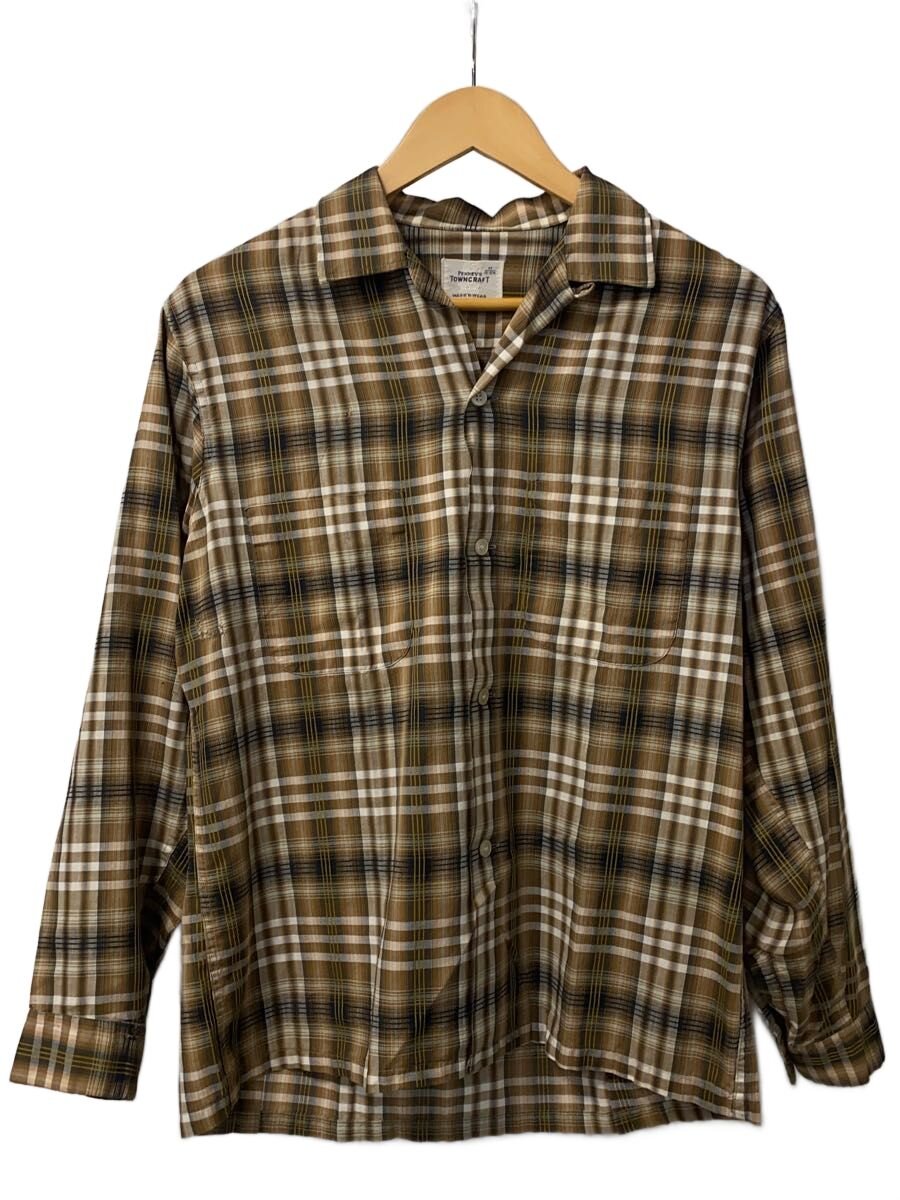 【中古】TOWN CRAFT◆長袖シャツ/M/コットン/BRW/オンブレCK【メンズウェア】|2nd STREET 店