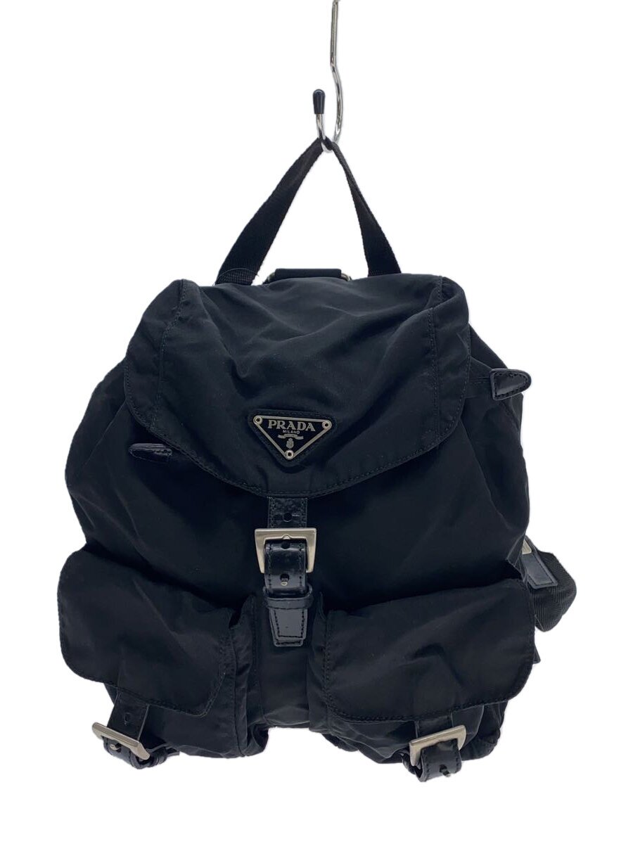 【中古】PRADA◆背嚢/ナイロン/BLK/無地//【御徒面子】