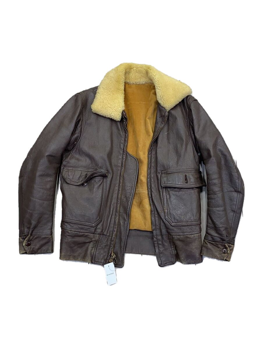 【中古】A-2/推定70S/USN/SCOVILLジップ/ジップ破損/フライトジャケット/レザー/BRW【メンズウェア】｜2ｎｄ STREET 店