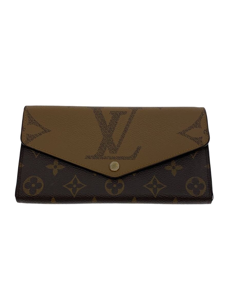 【中古】LOUIS VUITTON◆ポルト・フォイユ・サラ_モノグラム・ジャイアント・リバース/PVC/BRW/総柄/レディース【服飾雑貨他】
