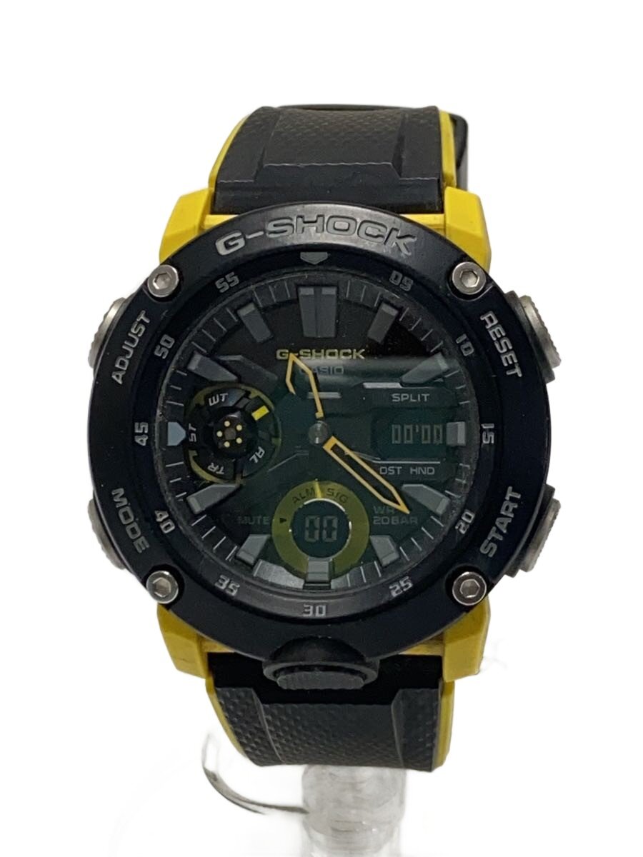 【中古】CASIO◆石英ウオッチ・G-SHOCK/デジアナ/天然ゴム/BLK/BLK【服飾雑貨他】