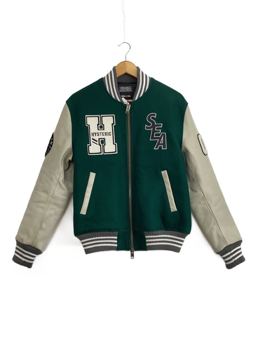 【中古】WIND AND SEA◆×Hysteric Glamour/スタジャン/S/羊毛/GRN/WDS-HYS-3-01【メンズウェア】