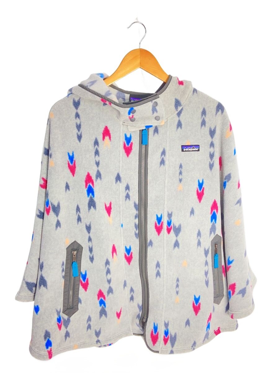 【中古】patagonia◆ポンチョ/XS/ポリエステル/GRY/縞模様/25285【レディース御召しもの】
