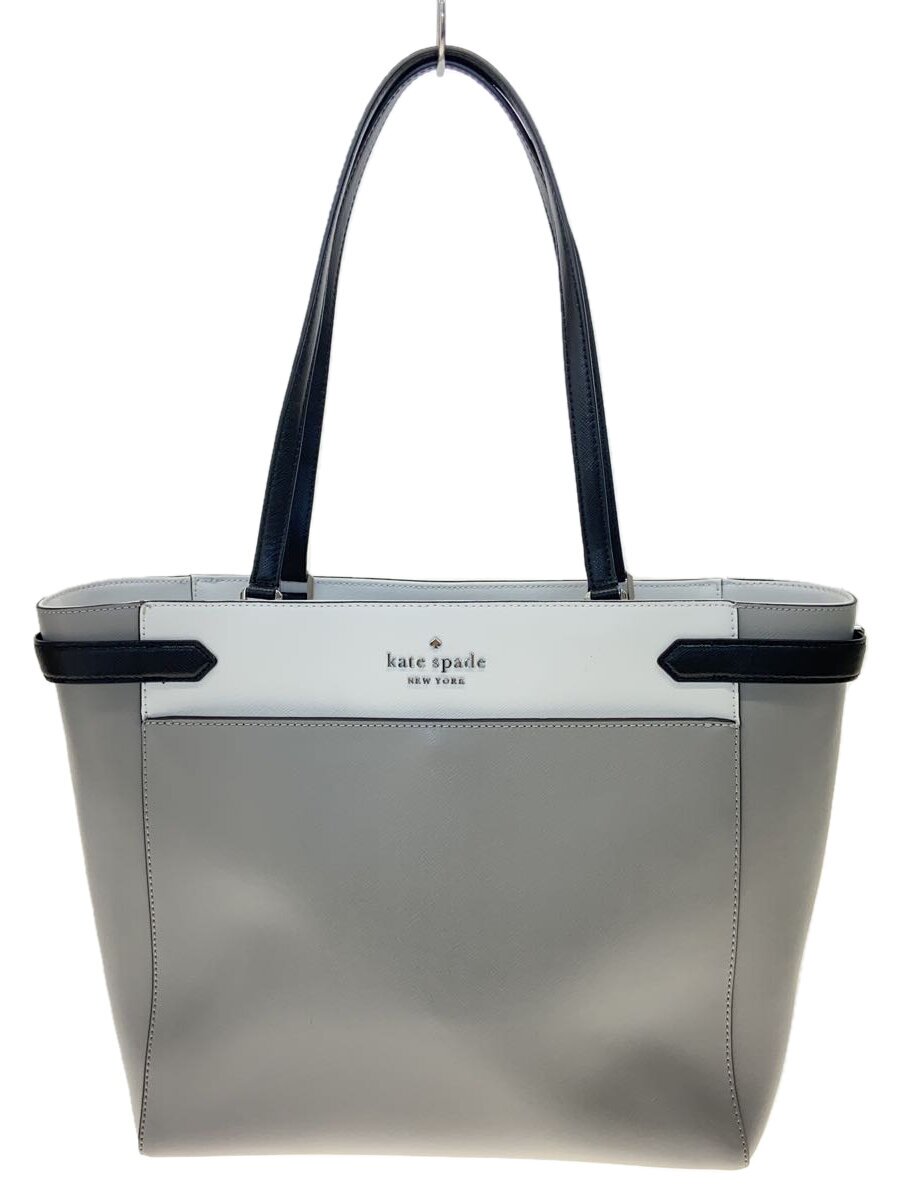 【中古】kate spade new york◆トートバッグ/なめし革/GRY/WKRU7098//【御徒面子】