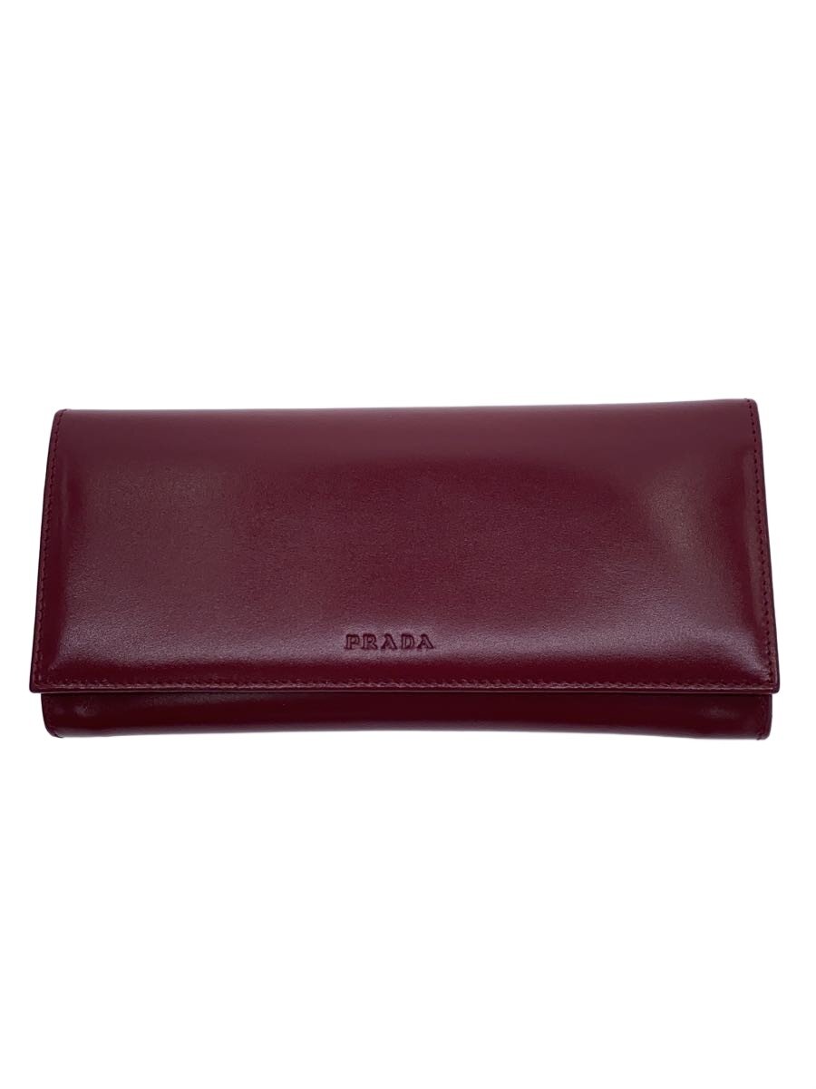 【中古】PRADA◆長金入れ/なめし革/BRD/無地/レディース【服飾雑貨他】