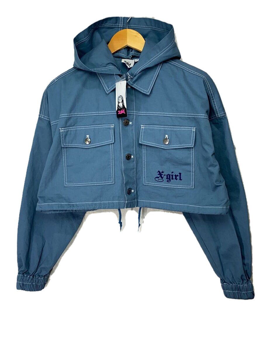 【中古】X-girl◆2WAY CROPPED JACKET/上衣/S/綿織物/BLU/105251021004【レディース御召しもの】