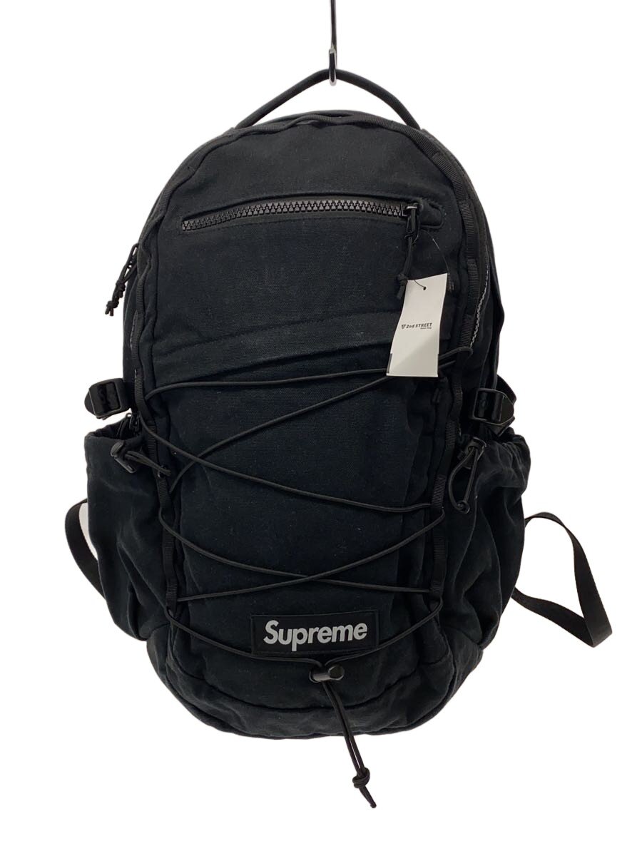 【中古】Supreme◆25SS/Backpack/コットンブレンドキャンバス/黒いこと/当て嵌める感あり【御徒面子】
