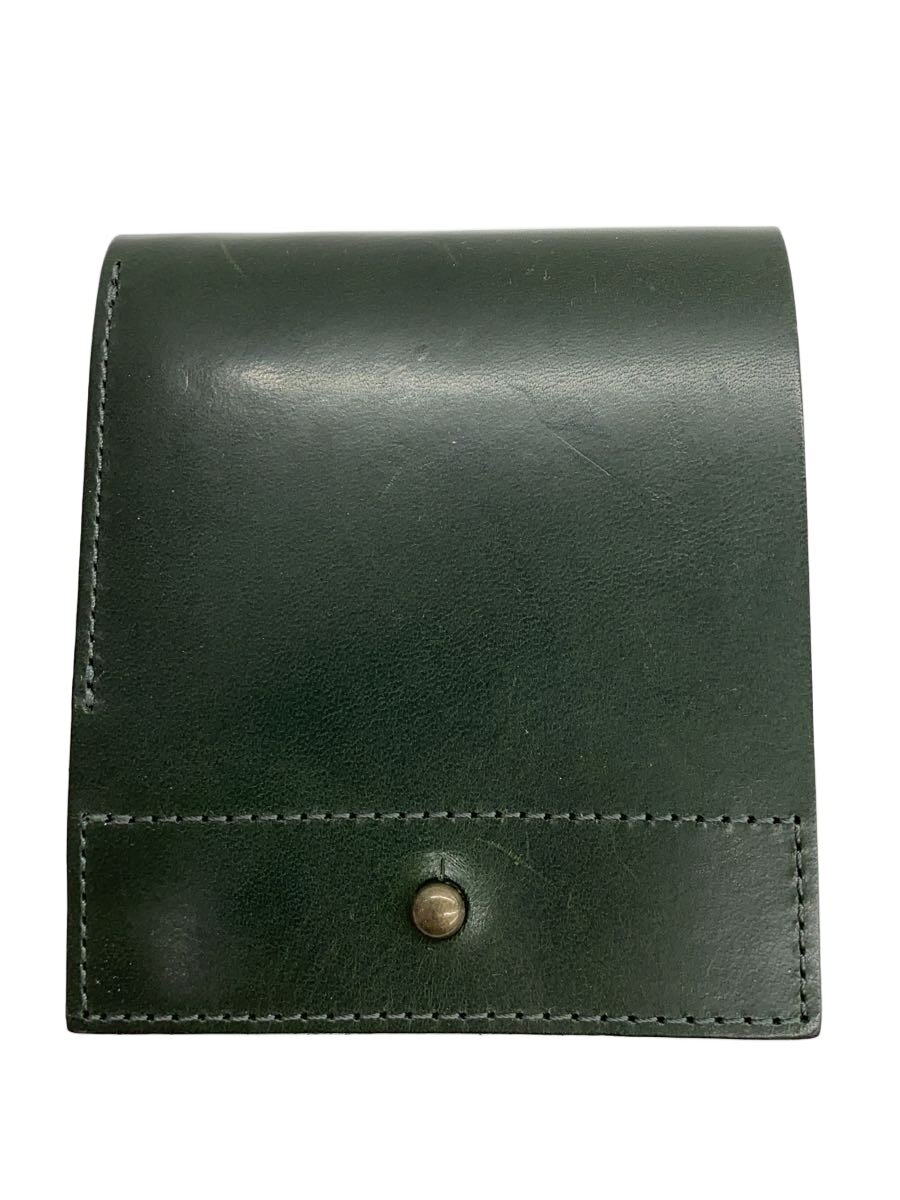 【中古】m+◆2つ折り紙入れ/なめし革/GRN/無地/メンズ//【服飾雑貨他】