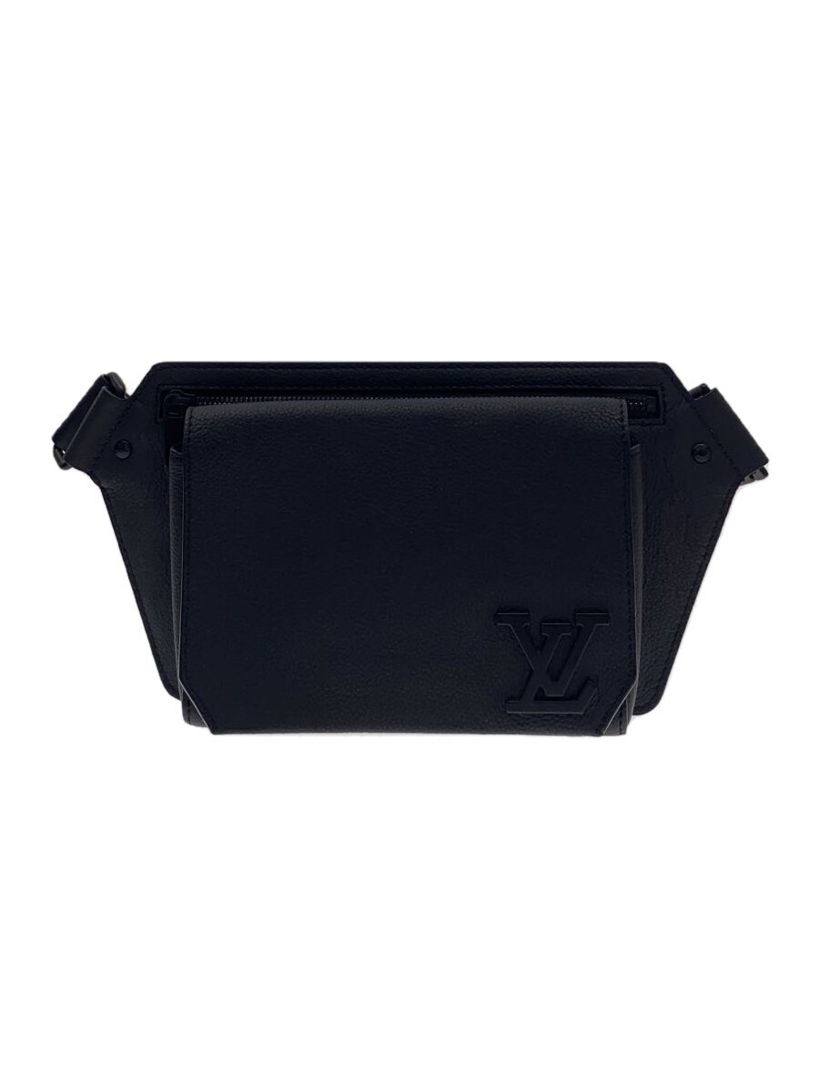 【中古】LOUIS VUITTON◆テイクオフ・スリング_LVアエログラム/なめし革/BLK【御徒面子】