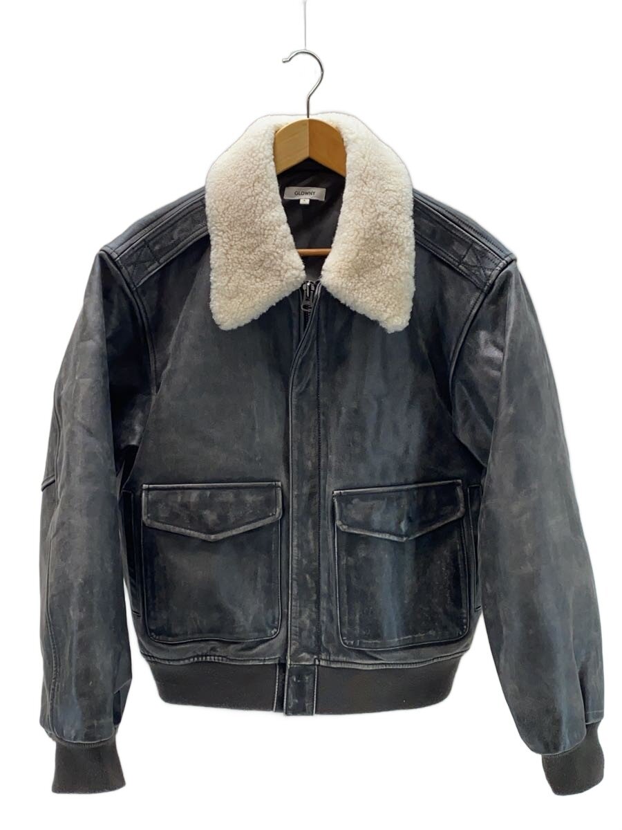 【中古】U by SPICK\u0026SPAN◆GLOWNY/24AW/AIR FORCE LEATHER JACKET 2/S/牛皮/BLK【レディース御召しもの】