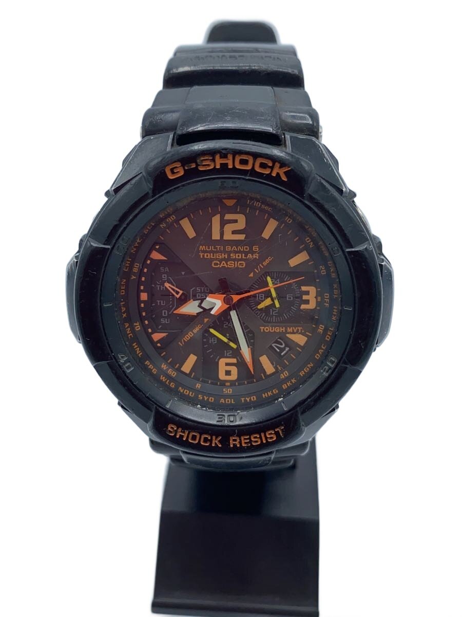 【中古】CASIO◆ソーラーウオッチ・G-SHOCK/アナログ/BLK//【服飾雑貨他】