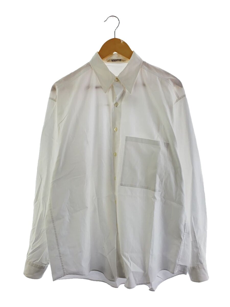 【中古】AURALEE◆リストバンド・襟ヨコ22AW/WASHED FINX TWILL BIG SHIRT/長袖プルオーバー/4/WHT/A22【メンズウェア】