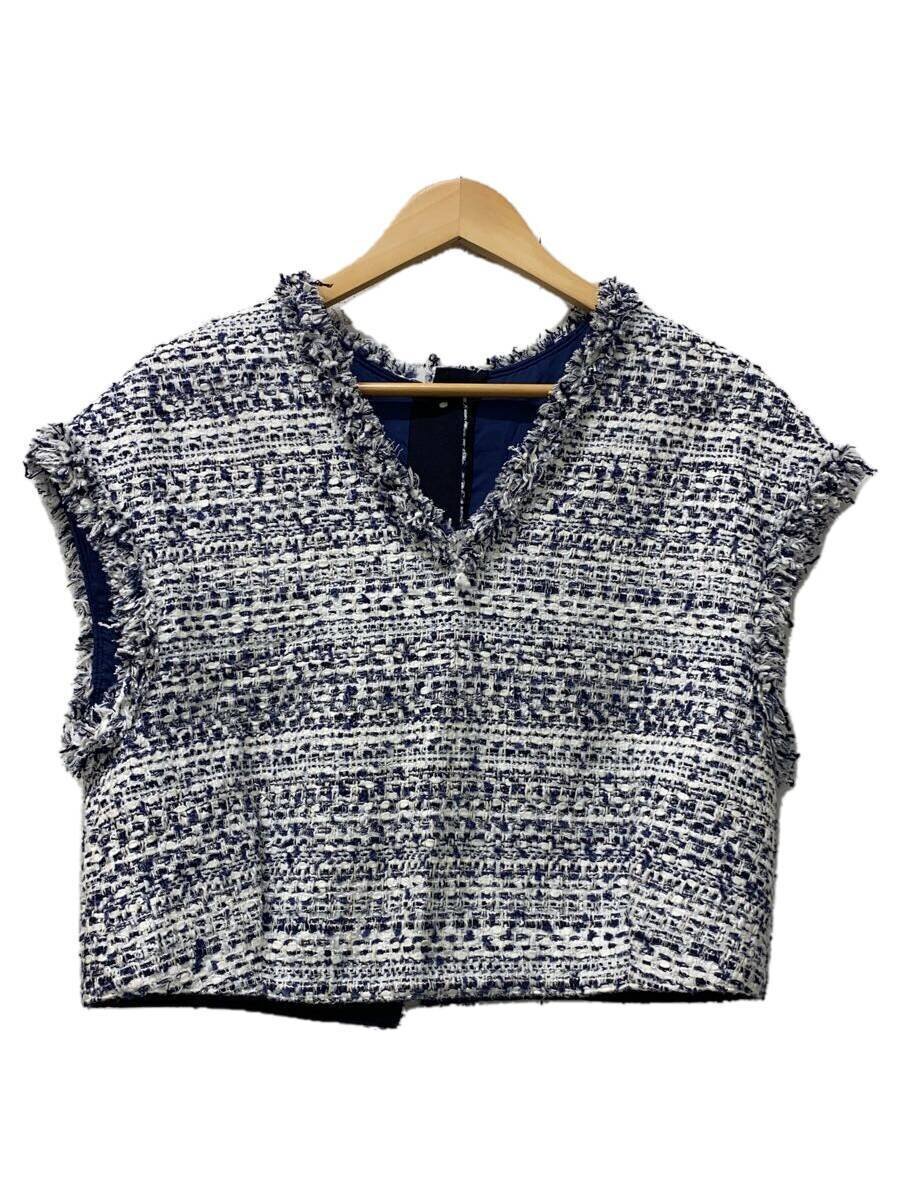 【中古】TOMORROWLAND collection◆ブルーフォンセファンシーツイードフロンタブルジレ/36/人絹/WHT/総柄/14-07-42-07601【レディース御召しもの】