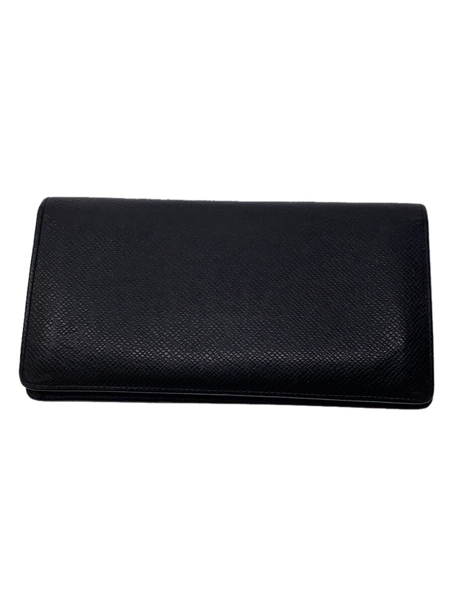【中古】LOUIS VUITTON◆ポルト・フォイユ・プラザ_タイ王国ガ_BLK/なめし革/BLK/メンズ【服飾雑貨他】