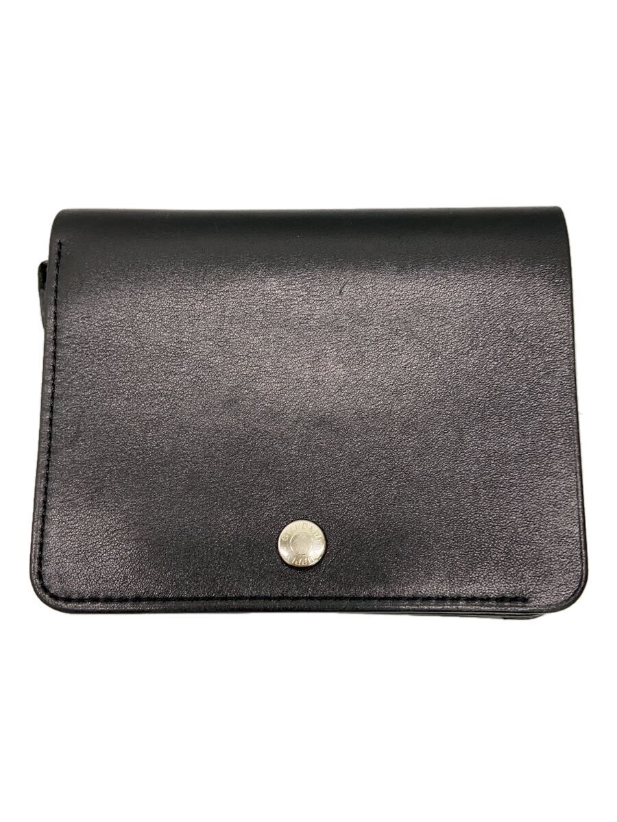 【中古】STANDARD SUPPLY◆2つ折り金入れ/なめし革/BLK/メンズ【服飾雑貨他】