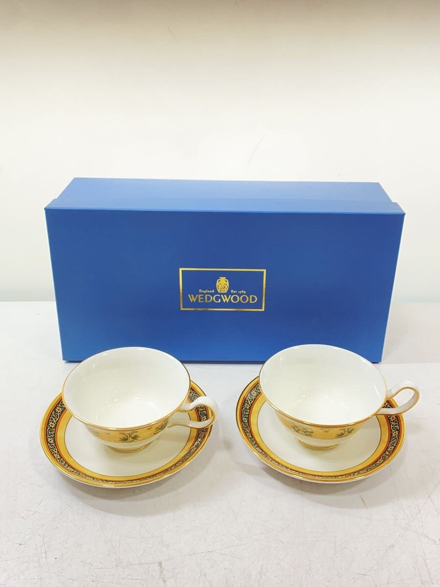 【中古】WEDGWOOD◆カップ&ソーサー/2点セット/WHT/ホワイト/インディアピオニー/箱有/【キッチン用品】