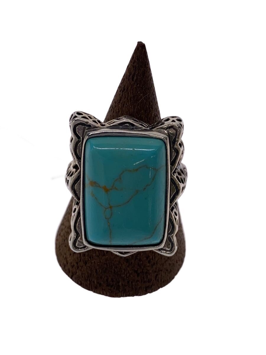 【中古】輪っか/SV925/12号/色合い石ころ/BLU/メンズ/square turquoise ring【服飾雑貨他】