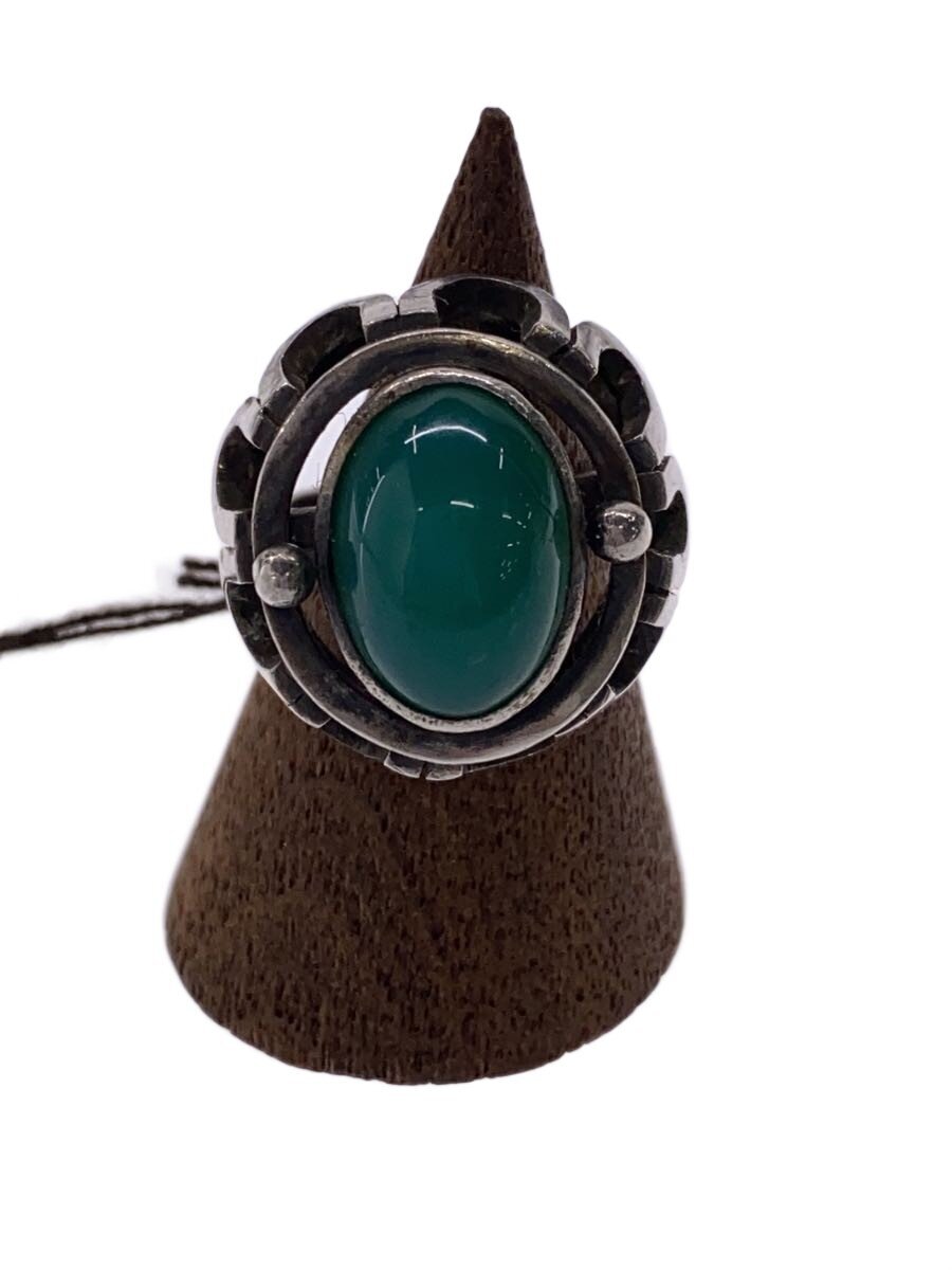 【中古】輪っか/SILVER/7号/色合い石ころ/GRN/oval green stone ring【服飾雑貨他】