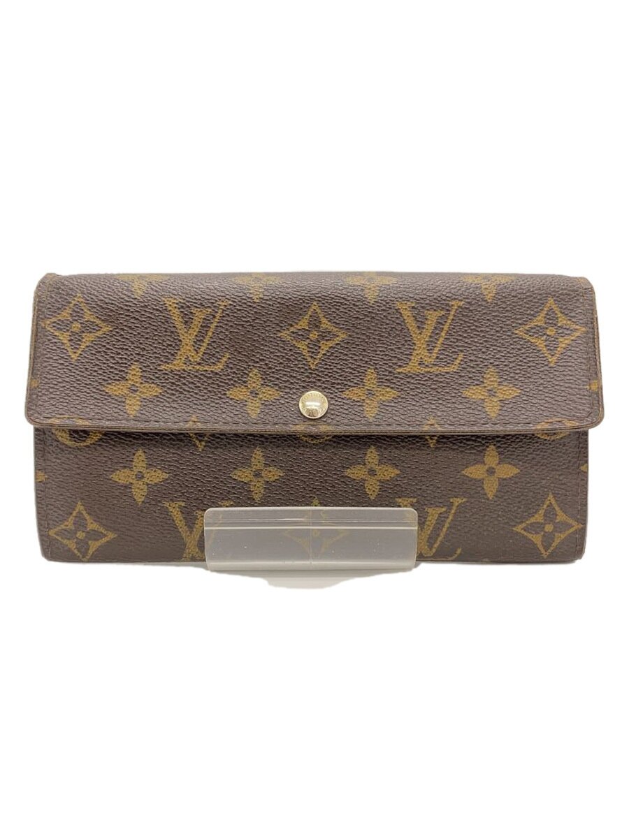 【中古】LOUIS VUITTON◆3)ポシェット・ポルト・モネ・クレディ_モノグラム・キャンバス_BRW/PVC/BRW/レディース【服飾雑貨他】