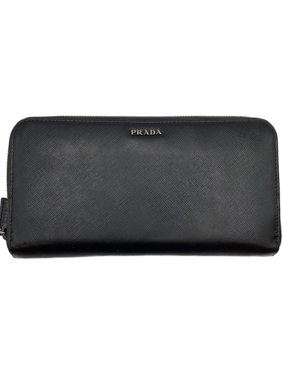 【中古】PRADA◆長金入れ/なめし革/BLK/無地/メンズ/2ML317【服飾雑貨他】